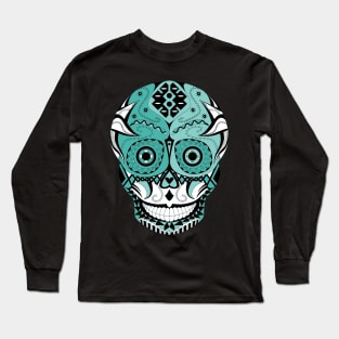 death with a mexican smile ecopop art in floral day of the dead pattern catrina Long Sleeve T-Shirt